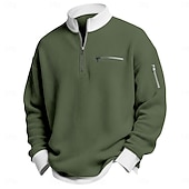 billige Vaffelstrikket T-skjorte-Herre Vaffel T-skjorte T skjorte Langermet Halv glidelås Vår Høst vinter Helfarge Tradisjonell / vintage Fritid Fargeblokk Lomme med glidelås utendørs Hjem Sport &amp; Utendørs Lyseblå Rød Lilla Topp