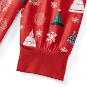 baratos pijama infantil de natal-Olhar de família Natal Pijama de Natal para a Família Pijamas Conjuntos de família Gráfico Árvore de Natal Casa Imprimir Vermelho Manga Longa Diário Roupas Combinando