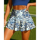 billige Kjoler og shorts-Dame Dyr Leopard Uformelt skjørt Tennisskjørt Ermeløs Lapper Lomme 2 i 1 UPF50+ UV-bestandig Flerlag UV Beskyttelse Volleyball Tennis Badminton Shorts Skjørter Blå og Gul Skoggrønn Lys Kaffe Tennis