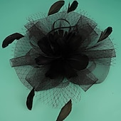 billige Fascinatorer-Hodepryd Fjær Tøy Bryllup Bursdag Hesteløp Elegant Årgang Klassisk Med Fjær Tyll Hodeplagg Hodeplagg