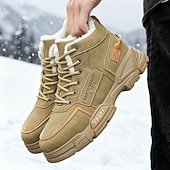 baratos Inverno e botas de neve-Botas de inverno masculinas bege – duráveis e confortáveis, com forro quente, perfeitas para viagens de inverno, caminhadas e atividades ao ar livre.