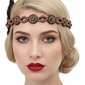 billige Tilbehør og mer-Retro / vintage De livlige 20-årene 1920-tallet Flapperpannebånd i 1920-stil Hodeplagg Hårtilbehør Den store Gatsby Fjær Kostyme Dame Jul Karneval Maskerade Retro-temafest Charleston-dans Voksen