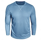 Недорогие Вафельная трикотажная футболка-Муж. Футболка с вафельным рисунком Футболка Длинный рукав Вырез под горло Все сезоны Сплошной цвет Традиционный / винтаж На каждый день Гладкая ткань на открытом воздухе Дом Для занятий спортом