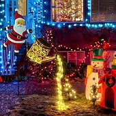 preiswerte Urlaubslichter-Solar-Gartenbeleuchtung, Weihnachtsmann-Laterne, IP44 wasserdicht, warmweiße oder farbig blinkende Lichterkette für die Weihnachts-Gartendekoration