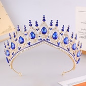 Χαμηλού Κόστους Τιάρες &amp; Στέμματα-Crown Tiaras Headdress Alloy Wedding Birthday Vintage Cute With Rhinestone Headpiece Headwear