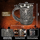 Недорогие Кружки и чашки-Кружка для кофе и пива с декором в стиле викингов и ручкой в виде дракона, подарки в стиле викингов для мужчин, пивные кружки для мужчин, средневековые украшения в стиле ренессанс, 18 унций