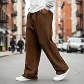 ieftine Picior drept-Bărbați Pantaloni Pantaloni Corduroy Pantaloni largi Pantaloni casual Pantaloni de sport cu picior drept Cordon Culoare solidă Confort Lungime totală În aer liber Casual Zilnic Modă Stil Clasic Negru
