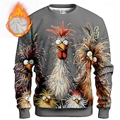 Χαμηλού Κόστους Animal Print-Ανδρικά Πετεινός Γκρινιάρης Φλις Πουλόβερ Καθημερινά Καθημερινό 3D Στρογγυλή Ψηλή Λαιμόκοψη Σπίτι Πάρτι Δώρο Streetwear Μπλε Απαλό Μπλε Λίμνης Μαύρο Λευκό Ρουμπίνι 3D εκτύπωση Φθινόπωρο Χειμώνας