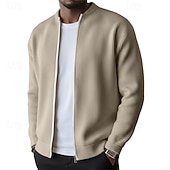 Недорогие Повседневные куртки-Муж. Легкая куртка Вельветовый пиджак Повседневная куртка Отпуск Повседневные Дышащий Карман Весна Осень Полотняное плетение Мода Классика Воротник-стойка Обычная