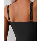 cheap Surfing Tankinis &amp; Bikinis-Women's Bathing Suit One Piece Swimsuit Swimwear Solid Colored Swimwear Black UV Protection Sleeveless - Surfing Beach Swimming Summer