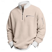 billige Vaffelstrikket T-skjorte-Herre Vaffel T-skjorte T skjorte Langermet Halv glidelås Vår Høst vinter Helfarge Tradisjonell / vintage Fritid Fargeblokk Lomme med glidelås utendørs Hjem Sport &amp; Utendørs Lyseblå Rød Lilla Topp