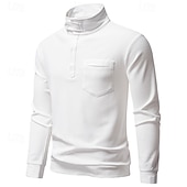 billige Basic gensere-Herre Genser Svart Hvit Militærgrønn Mørkegrå Opprett krage عادي Lomme Sport &amp; Utendørs Daglig Ferie Polyester Gatemote Grunnleggende Fritid Vår Høst Klær Gensere Gensere