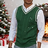 abordables Gilet pull-Homme Pull de Noël Chandails de Noël Pull Gilet pull de Noël Robe pull Côtelé Torsadé Tricoter Hauts Réguliers Tricoté Uni Col en V Mode Occasionnel Vacances Tenue quotidienne Vêtement Tenue Automne
