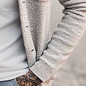 ieftine pulover cardigan pentru bărbați-Bărbați Pulover Pulover Cardigan Striat Tricotat Topuri obișnuite Butonul sus Tricotat Simplu Stil Nautic Vacanță Modă Casual Purtare Zilnică Îmbrăcăminte Primăvara &amp; toamnă Gri S M L