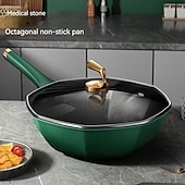 Недорогие Кухонная посуда-Восьмиугольная антипригарная сковорода, вок, сковорода, бытовая кастрюля для приготовления яиц, стейков, газовая плита, индукционная универсальная антипригарная сковорода