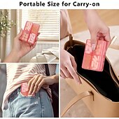 رخيصةأون تخزين الأمتعة والسفر-منظم حبوب يومي، 7 حجرات محمولة لتنظيم حبوب السفر، [تصميم قابل للطي] صندوق حبوب لجيب المحفظة لحمل الفيتامينات وزيت كبد سمك القد والمكملات الغذائية والأدوية - أحمر شفاف