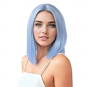 baratos Perucas de Carnaval-Peruca de Carnaval 2026 Rosa Vermelho Preta Liso Bob Curto Peruca sintética para festivais Mardi Gras Parada Cabelo para fantasia de cosplay para Feminino