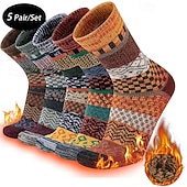 abordables calcetines de hombre-Hombre 5 pares Paquetes múltiples Calcetín Calcetines para correr Calcetines informales Multi Color Color Geométrico Vacaciones Deporte Diario Básico Cálido Otoño Invierno Moda Étnico