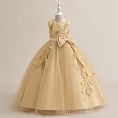 preiswerte Partykleider-Kinder Mädchen Kleid Partykleid Einfarbig Ärmellos Formell Leistung Besonderer Anlass Knotenbinde Netz Mode Täglich Prinzessin Polyester Maxi Partykleid Schwingkleid Tüllkleid Sommer Frühling 5-12