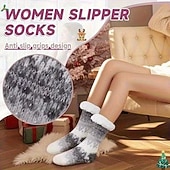tanie ogrzewanie i chłodzenie-1 para damskich puszystych skarpet-kapci, pluszowych, wyściełanych skarpet podłogowych na jesień &amp;zimowe, antypoślizgowe, grube, ciepłe, pluszowe skarpetki, 6 kolorów dostępnych, prezent na Święto