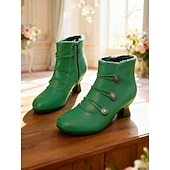  Botines verdes victorianos de mujer con cordones y detalle de botón – estilo vintage de los años 20, tacón bajo y cómodo para eventos formales, bodas y fiestas.