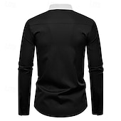 preiswerte Freizeithemden für Herren-Herren Hemd Sommerhemd Freizeithemd Strandhemd Knopfhemd Schwarz Marineblau Himmelblau Langarm Farbblock Stehkragen Urlaub Hawaiianisch Patchwork Bekleidung Polyester Mode Lässig Bequem