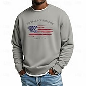 tanie Wzór flagi-Męskie Graficzny Amerykańska flaga USA Bluzy Sport Moda Codzienny Klasyczny Długi rękaw Półgolf Na zewnątrz Urlop Czarny Biały Czerwony Jasnoszary Drukowanie Wiosna Jesień Projektant S M L XL XXL XXXL