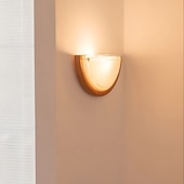 economico Luci da parete-lampada da parete in legno e vetro per interni