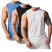 baratos Tops de ginásio-Homens Malha Íntima Colete Camiseta Interior camisa sem manga Sem Manga Decote V Decote Redondo Verão Tecido Moda Clássico Confortável 3 Peças Multi-pack Rua Casual Esportes A B C Top Tee para Homens