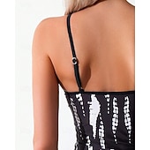 cheap Surfing Tankinis &amp; Bikinis-Women's Tankini Sets Bathing Suit Swimwear Swimwear Black White UV Protection Sleeveless - Surfing Beach Swimming Summer