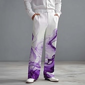 baratos calça masculina estampada em 3d-Homens Gradiente Estampa Geométrica Ondas Calças Social Calças de Terno Cintura Média Moda Casual Dia a Dia Feriado Streetwear Calça social com corte relaxado e frente lisa com bolsos laterais