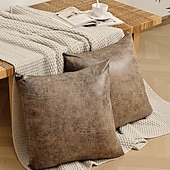 cheap Textured Throw Pillows-Stretchable Waterproof Matte PU Pillow Cover Soft Cushion Case Durable Decorative Throw Pillow for Sofa Bed Office Living Room Home Furniture Accessory