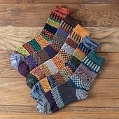 abordables calcetines de hombre-Hombre 5 pares Paquetes múltiples Calcetín Calcetines para correr Calcetines informales Multi Color Color Geométrico Vacaciones Deporte Diario Básico Cálido Otoño Invierno Moda Étnico