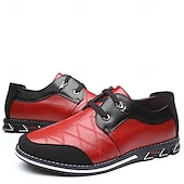 economico Scarpe casual degli uomini-scarpe slip-on trapuntate rosse e nere da uomo con lacci elastici - calzature casual alla moda per le uscite del fine settimana