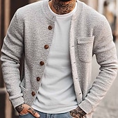 ieftine pulover cardigan pentru bărbați-Bărbați Pulover Pulover Cardigan Striat Tricotat Topuri obișnuite Butonul sus Tricotat Simplu Stil Nautic Vacanță Modă Casual Purtare Zilnică Îmbrăcăminte Primăvara &amp; toamnă Gri S M L