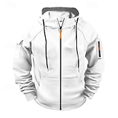 baratos hoodies básicos dos homens-Homens Moletom Full Zip Hoodie Moletom com zíper Azul Preto Branco Verde Tropa Vinho Com Capuz Tecido Zip Up Bolsos Desportos e Ar livre Casual Diário Roupa de rua Designer Básico Primavera Outono