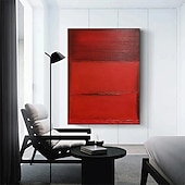 baratos Pinturas Abstratas-Pintura a óleo artesanal em tela, arte de parede abstrata com textura vermelha, decoração para sala de estar, hall de entrada, decoração para casa, pintura enrolada sem moldura e sem esticar.