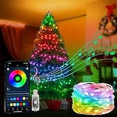 halpa USB-nauhavalot-Älykäs Kauko-ohjattava LED Keiju Narun Valot Tuki App Ohjaus USB Virtalähde 200/100/50 LED Musiikkisynkronointi RGB Värinvaihto Häät Koti Makuuhuone Juhlakoristeet