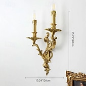 baratos Candeeiros de Parede de interior-Candelabro de parede francês tradicional de luxo em latão esculpido com 2/3 lâmpadas para quarto.