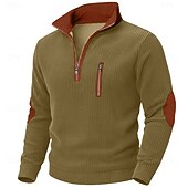abordables Camisetas de pana-Hombre Camisa de Pana Camiseta superior Camisa de manga larga Camisas de hombre con coderas Manga Larga Cuello Alto Zip Otoño invierno Otoño Bloque de color Diario Casual Estilo callejero Cremallera