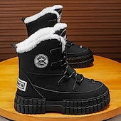 preiswerte Winter- und Schneestiefel-Schwarze, wasserdichte Herren-Winterstiefel mit Fellfutter und griffiger Sohle – strapazierfähiges und isoliertes Schuhwerk für Schnee, Wanderungen und Winterabenteuer