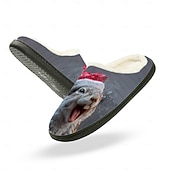 billiga Inneskor och flip-flops till herrar-Roliga jultofflor för män - söta kanintryckta varma plyschtofflor för julafton, avkoppling hemma och presenter