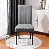 economico Fodera per sedia da pranzo-Coprisedia elasticizzati in jacquard tinta unita, coprisedia da pranzo con schienale alto, design a trecce testurizzate, protezione elastica per la sedia, per la casa, la cucina, l&#039;hotel e la
