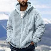economico Felpa con cappuccio in pile-Per uomo Felpa con cappuccio Felpa con cappuccio a zip intera Giacca in Pile Nero Rosa Verde militare Blu marino Blu Reale Con Cappuccio Semplice Tasca Sport &amp; Outdoor Quotidiano Ferie Poliestere