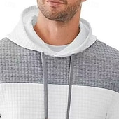 baratos hoodies básicos dos homens-Homens Moletom Moletons Waffle Estacionar Preto Verde Tropa Azul Marinha Cáqui Cinza Claro Com Capuz Tecido Patchwork Bloco de cor bolso canguru Casual Diário Desportos e Ar livre Poliéster Roupa de