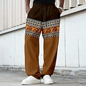 cheap Men's Printed Sweatpants-Men's Bull Ethnic Indian Culture Sweatpants Trousers Casual Pants Mid Waist Casual Vintage Retro Outdoor Hunting Workout Elastic Drawstring Waist Straight Leg Pants with Pockets Spring Fall 3D Print
