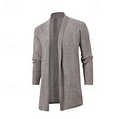 preiswerte Herren Strickjacke-Herren Pullover Strickjacke Gerippt Stricken Tunika Gestrickt Einfach Schalkragen Urlaub Mode Lässig Alltagskleidung Bekleidung Frühling &amp; Herbst Schwarz Burgunderrot M L XL