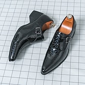baratos Sapatos de monge-Mocassins masculinos azuis de verniz com fivela - calçado formal elegante para eventos especiais e trajes de noite.