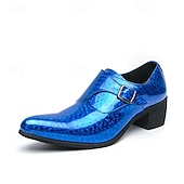 baratos Sapatos de monge-Mocassins masculinos azuis de verniz com fivela - calçado formal elegante para eventos especiais e trajes de noite.