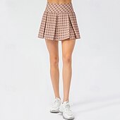 זול חצאיות וחצאיות קצרות לנשים-בגדי ריקוד נשים משובץ / משבצות אחיד חצאית קז'ואל חצאית טניס חצאיות קפלים חצאית ספורט אלסטי תומך זיעה נושם טניס פיקלבול יוגה תחתיות שחור לבן צהוב בגדי טניס